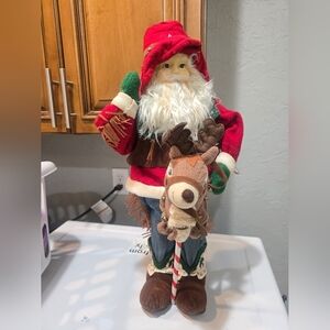 Rare Musical Santa And Reindeer